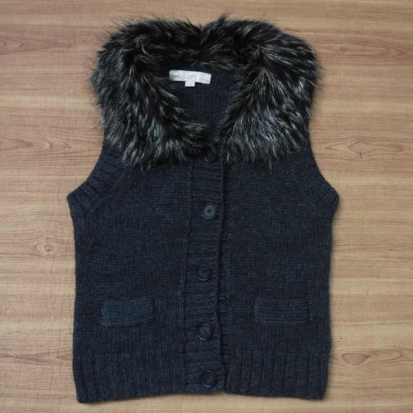 Ann Taylor Loft Faux Fur Grat Sweater 